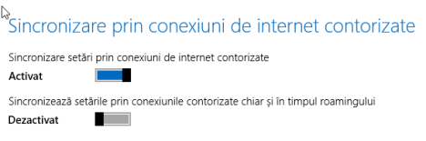 Windows 8, Setări PC, sincronizare, setări, comutatoare, activare, dezactivare