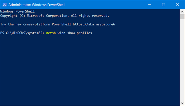 Comanda pentru afișarea profilelor de rețea în PowerShell