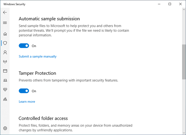 Protecție împotriva alterării în Windows 10 May 2019 Update