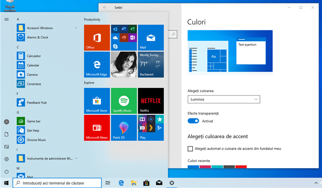 Tema luminoasă în Windows 10 May 2019 Update