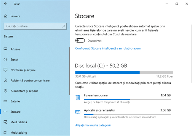 Setările de Stocare din Windows 10 May 2019 Update