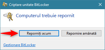 BitLocker are nevoie să repornească PC-ul