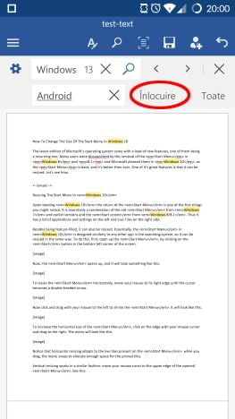 Android, Word, text, inlocuieste, gaseste, cauta