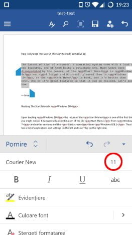 Android, Microsoft Word, formatare, text, liste, font, marime, culoare