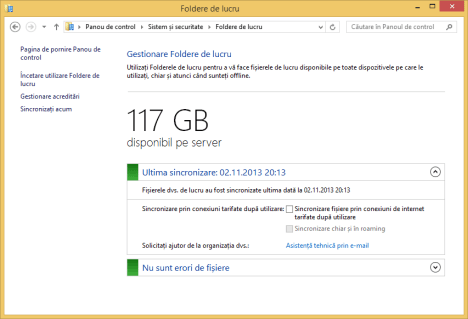 Windows 8.1, Work Folders, Foldere de lucru, configurare