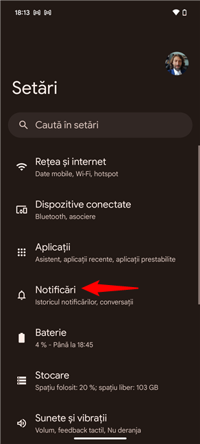 ÃŽn SetÄƒri, acceseazÄƒ NotificÄƒri