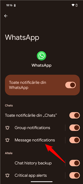 ApasÄƒ pe Message notifications