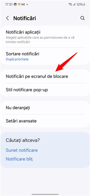 ApasÄƒ pe NotificÄƒri pe ecranul de blocare