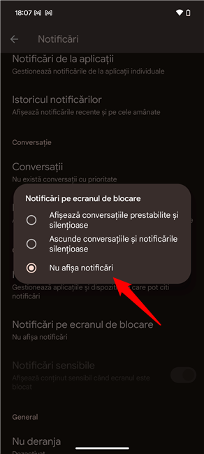 Alege Nu afiÈ™a notificÄƒri