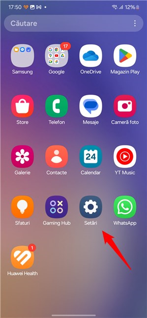 Deschide SetÄƒri pe dispozitivul tÄƒu Samsung Galaxy