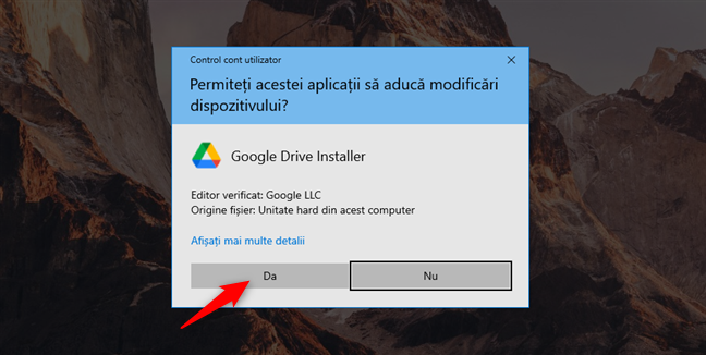 Aprobarea instalÄƒrii Google Drive pentru computer