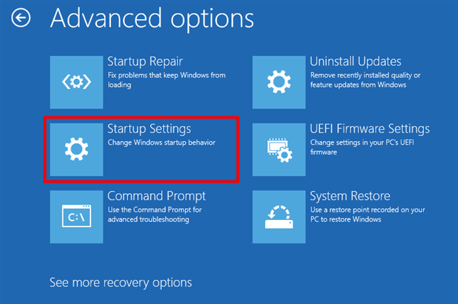 Alege Startup Settings