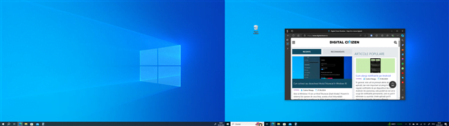 Fereastra Edge este afiÈ™atÄƒ pe monitorul din dreapta