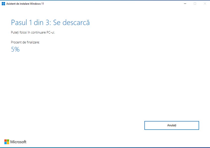 Asistentul de instalare Windows 11 descarcÄƒ fiÈ™ierele de instalare pentru Windows 11