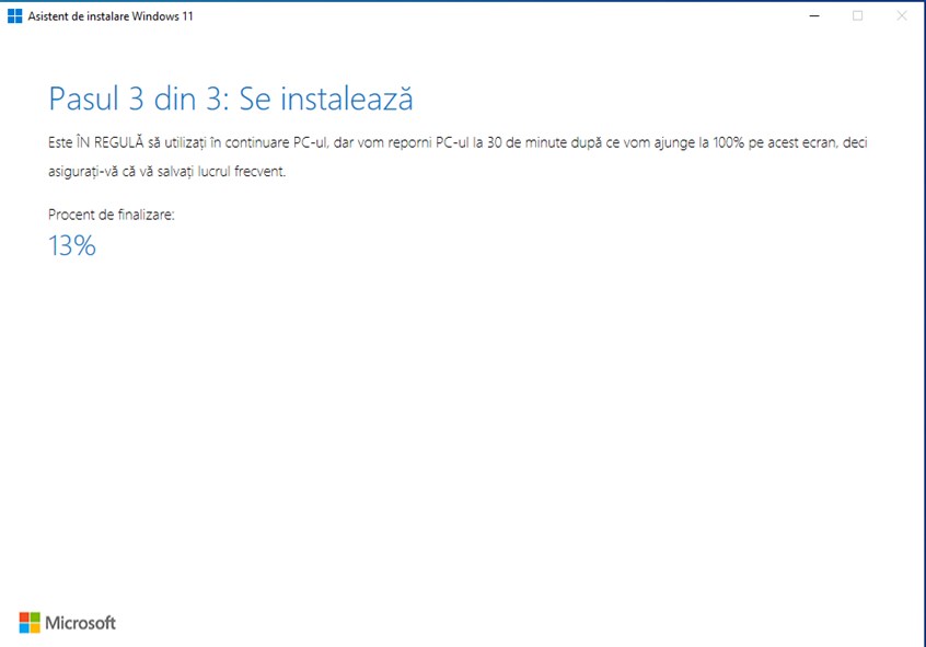 Asistentul de instalare Windows 11 instaleazÄƒ Windows 11