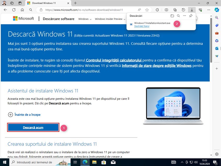 DescarcÄƒ Asistentul de instalare Windows 11