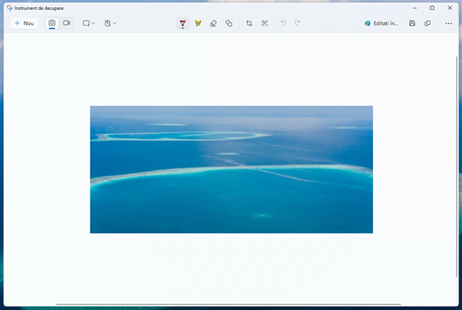 O capturÄƒ de ecran Ã®n Instrumentul de decupare din Windows 11