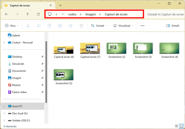 LocaÈ›ia capturilor de ecran Ã®n Windows 11