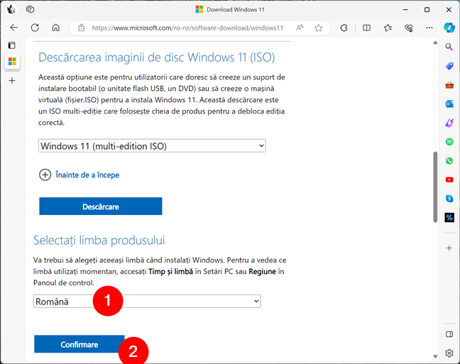 Alege limba pentru Windows 11