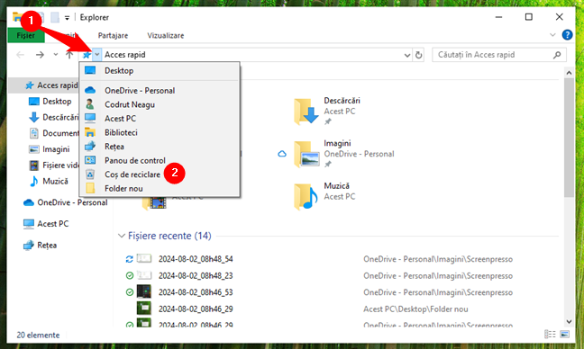 FoloseÈ™te meniul mai mare din File Explorer pentru a deschide CoÈ™ul de reciclare Ã®n Windows 10