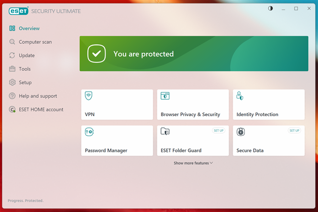 InterfaÈ›a de utilizare ESET HOME Security Ultimate