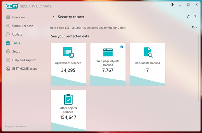 Rapoarte de securitate È™i jurnale disponibile Ã®n ESET HOME Security Ultimate