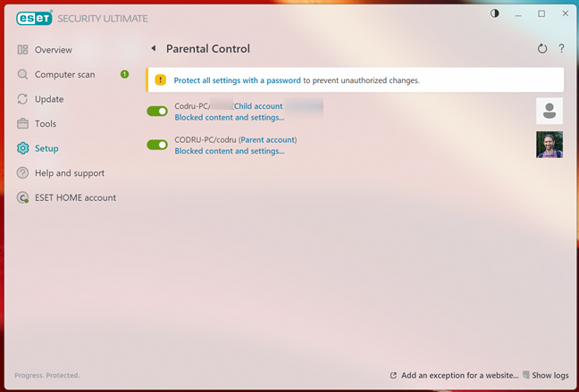 Parental Control Ã®n ESET HOME Security Ultimate