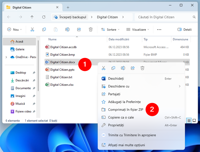Cum creezi un fiÈ™ier ZIP Ã®n Windows 11 folosind meniul clic dreapta