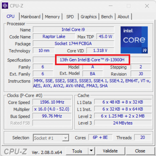 ÃŽl poÈ›i achiziÈ›iona cu un procesor mobil Intel Core i9-13900H