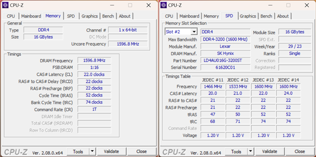 SpecificaÈ›iile RAM-ului Lexar DDR4-3200