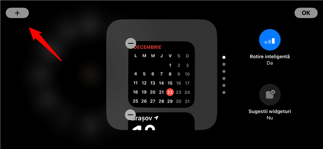 ApasÄƒ pe plus pentru a adÄƒuga un nou widget la modul ÃŽn repaus