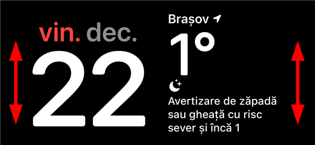 GliseazÄƒ Ã®n sus sau Ã®n jos pentru a schimba widgeturile afiÈ™ate