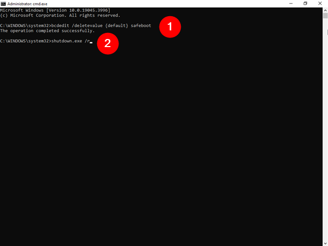 DezactiveazÄƒ È™i ieÈ™i din Safe Mode with Command Prompt