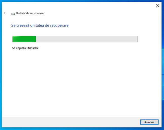 Crearea unei UnitÄƒÈ›i de recuperare pentru Windows 10