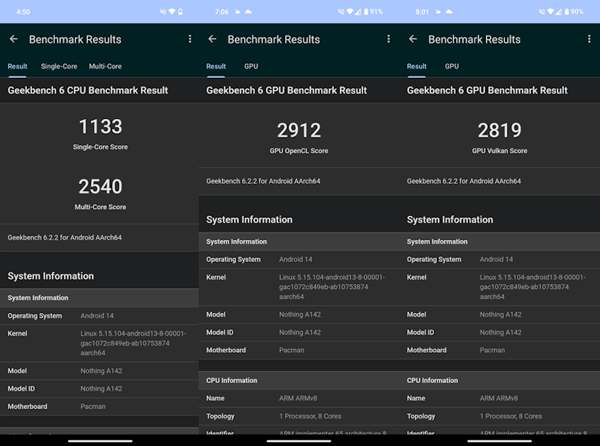 Rezultate Ã®n Geekbench