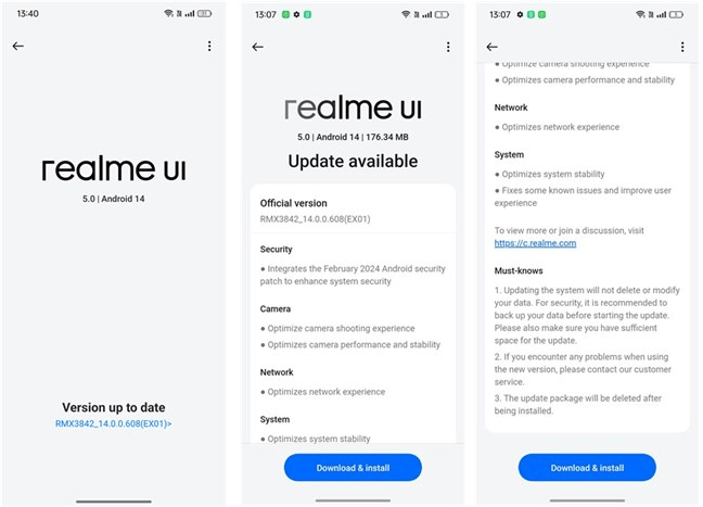 realme 12 Pro 5G este dotat cu Android 14 È™i realme UI 5.0