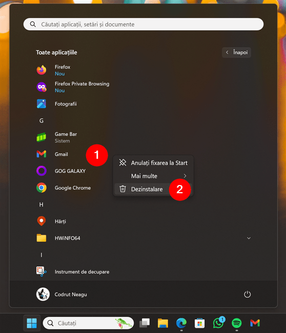 Cum dezinstalezi aplicaÈ›ia Gmail din Windows 11