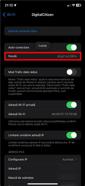 Cum verifici parola de la Wi-Fi pe iPhone