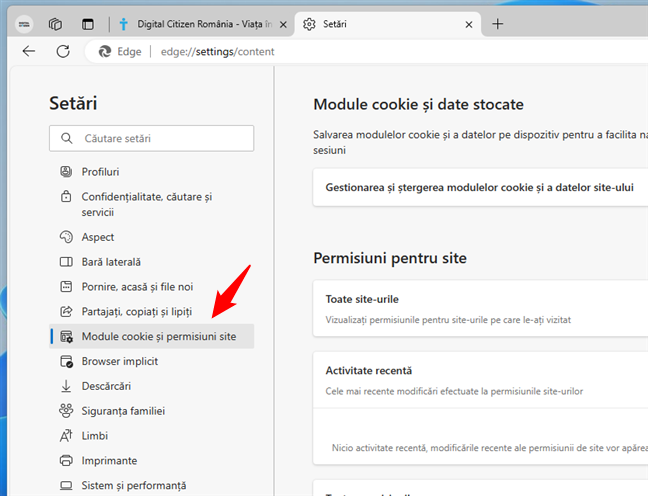 AcceseazÄƒ Module cookie È™i permisiuni site