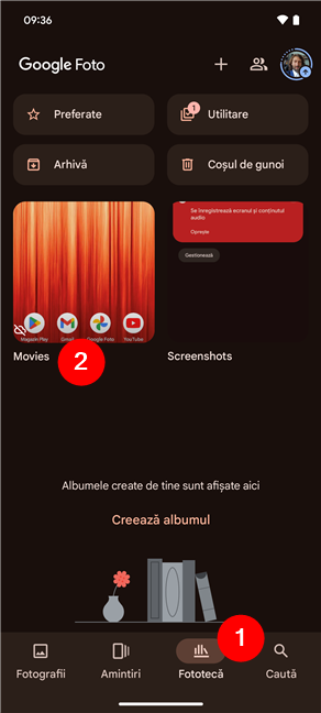 ÃŽnregistrÄƒrile sunt salvate Ã®n dosarul Movies din aplicaÈ›ia Google Foto