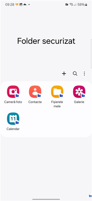 Folderul securizat pe un Samsung Galaxy