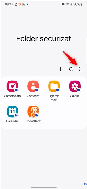 ApasÄƒ pe butonul cu trei puncte din dreapta Folderului securizat