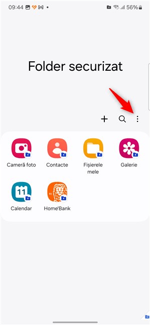 ApasÄƒ pe butonul cu trei puncte din dreapta Folderului securizat