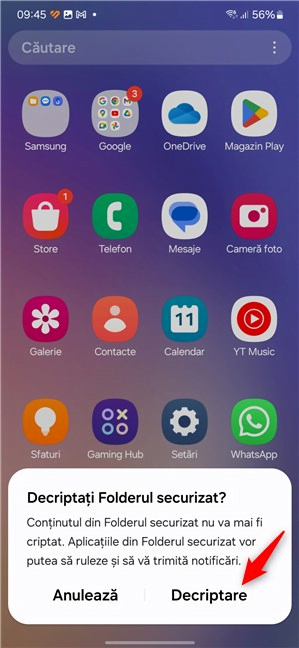Decriptarea Folderului securizat