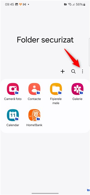 ApasÄƒ pe butonul cu trei puncte din dreapta Folderului securizat
