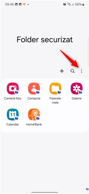 ApasÄƒ pe butonul cu trei puncte din dreapta Folderului securizat