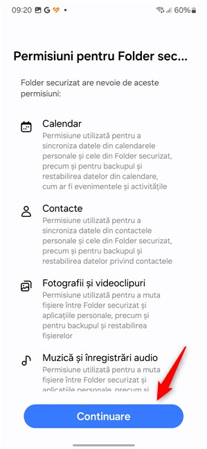 Permisiuni pentru Folder securizat