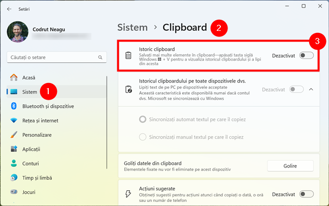 Cum dezactivezi istoricul clipboardului Ã®n Windows 11