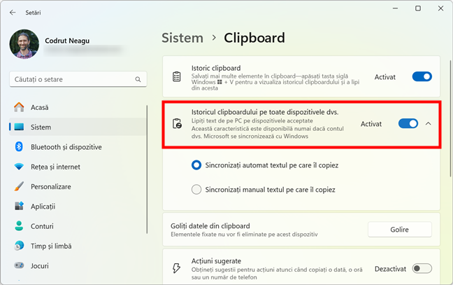 Cum activezi istoricul clipboardului pe toate dispozitivele tale