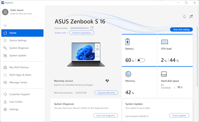 AplicaÈ›ia MyASUS este foarte utilÄƒ